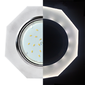 Ecola GX53 H4 LD5312 Glass Стекло 8-угольник с прямыми гранями с подсветкой  хром - матовый 38x133 (