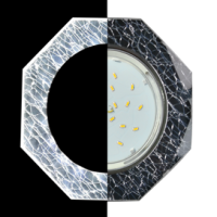 Ecola GX53 H4 LD5312 Glass Стекло 8-угольник с прямыми гранями с подсветкой  xром - колотый лед на черном 38x133 (к+)  [SE538AECH]