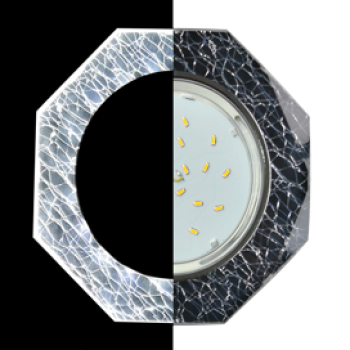 Ecola GX53 H4 LD5312 Glass Стекло 8-угольник с прямыми гранями с подсветкой  xром - колотый лед на черном 38x133 (к+)  [SE538AECH]