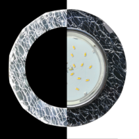 Ecola GX53 H4 LD5313 Glass Стекло Круг с вогнутыми гранями с подсветкой  хром - колотый лед на черном 38x126 (к+)  [SE53RCECH]