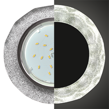 Ecola GX53 H4 LD5313 Glass Стекло Круг с вогнутыми гранями с подсветкой хром - серебряный блеск 38x126 (к+)