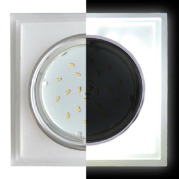 Ecola GX53 H4 LD5315 Glass Стекло Квадрат со ступеньками с подсветкой  хром - матовый 38x120x120 (к+)  [SL53SSECH]