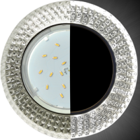 Ecola GX53 H4 LD5319 Glass Круг с  прозр.  мозаикой c подсветкой/фон матовый/центр.часть хром 40x123