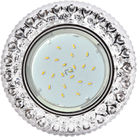 Ecola GX53 H4 LD7009 Светильник встр. искристый с подсветкой "Кристалл" Прозрачный / Хром 40x125