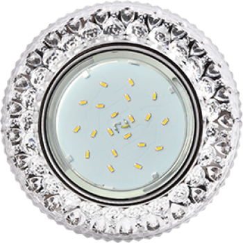 Ecola GX53 H4 LD7009 Светильник встр. искристый с подсветкой "Кристалл" Прозрачный / Хром 40x125