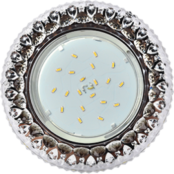 Светильник Ecola GX53 H4 LD7009 Светильник встр. искристый с подсветкой "Кристалл" Прозрачный и Черный / Хром