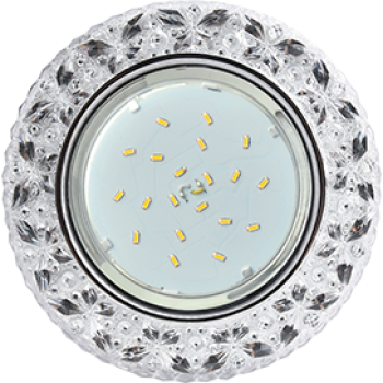 Ecola GX53 H4 LD7040 Светильник встр. искристый с подсветкой "Бабочки" Прозрачный / Хром 35x125 (к+)