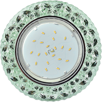 Ecola GX53 H4 LD7040 Светильник встр. искристый с подсветкой "Бабочки" Изумрудный / Хром 35x125 (к+)