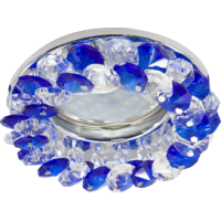 Светильник Ecola Light MR16 CD4141 GU5.3 встр. круглый с хрусталиками Прозрачный и Голубой/Хром 50x90