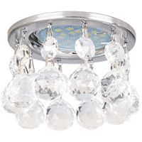 Светильник Ecola MR16 CR1002 GU5.3 Glass Стекло Круг с большими хруст. на прямом подвесе Прозрачный / Хром 84x90
