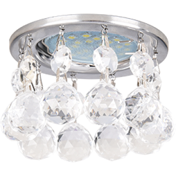 Светильник Ecola MR16 CR1002 GU5.3 Glass Стекло Круг с большими хруст. на прямом подвесе Прозрачный / Хром 84x90