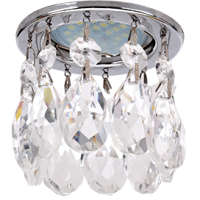 Ecola MR16 CR1006 GU5.3 Glass Стекло Круг с каплевидными хруст. на прямом подвесе Прозрачный / Хром