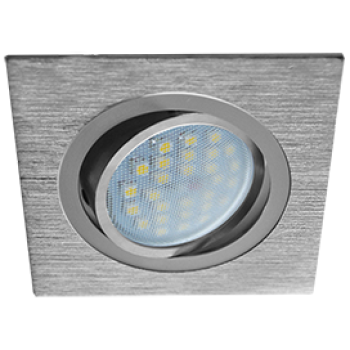 Ecola MR16 DL205 GU5.3 Светильник встр. литой поворотный Квадрат Шлифованный алюминий / Хром 25x92x9