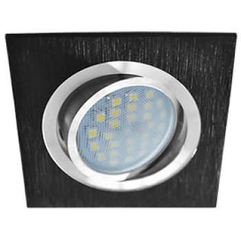 Ecola MR16 DL205 GU5.3 Светильник встр. литой поворотный Квадрат Шлифованный черный / Хром 25x92x92