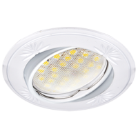 Ecola MR16 DL21 GU5.3 Светильник встр. литой поворотный искр.гравир. Четыре цветка Белый 23x84