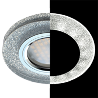 Ecola MR16 LD1650 GU5.3 Glass Стекло с подсветкой Круг Серебряный блеск / Хром 25x95 (кd74)