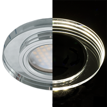 Ecola MR16 LD1650 GU5.3 Glass Стекло с подсветкой Круг Хром / Хром 25x95 (кd74)