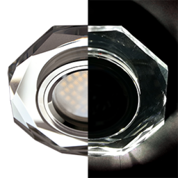 Ecola MR16 LD1652 GU5.3 Glass Стекло с подсветкой 8-угольник с прямыми гранями Хром / Хром 25x90 (кd