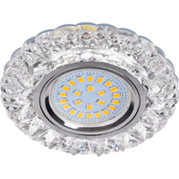 Светильник Ecola MR16 LD7009 GU5.3 встр. искристый с подсветкой "Кристалл" Прозрачный / Хром 30x95