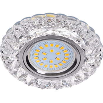 Светильник Ecola MR16 LD7009 GU5.3 встр. искристый с подсветкой "Кристалл" Прозрачный / Хром 30x95