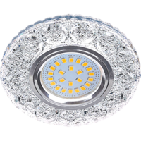 Ecola MR16 LD7040 GU5.3 Светильник встр. искристый с подсветкой "Бабочки" Прозрачный / Хром 25x95