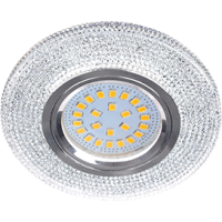 Ecola MR16 LD7069 GU5.3 Светильник встр. искристый с подсветкой "Модерн" Прозрачный / Хром 25x95