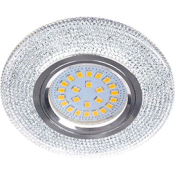 Ecola MR16 LD7069 GU5.3 Светильник встр. искристый с подсветкой "Модерн" Прозрачный / Хром 25x95