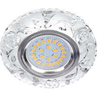 Светильник Ecola MR16 LD7071 GU5.3 встр. искристый с подсветкой "Розы" Прозрачный / Хром 25x95