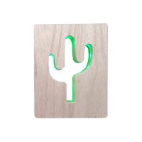 Ночник 2хАА Apeyron Кактус зеленый МДФ 1.2Вт 180х25х230мм