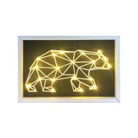 Ночник 2хАА Apeyron Медведь теплый белый МДФ 0.5Вт 300х200х40мм