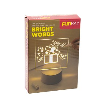 Ночник с маркером Funray "BRIGHT WORDS" настольный, акриловое стекло, 5LED, цвет тёплый белый, 140*95*160мм, USB (1/48)