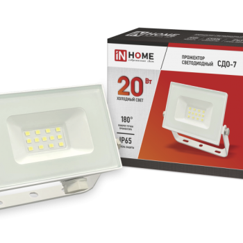 Прожектор диодный 20Вт 6500К 1800Лм IP65 белый InHome СДО-7 (60)