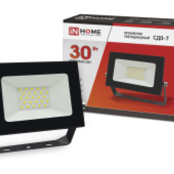Прожектор светодиодный СДО-7 30Вт 230В 6500К 2400Лм IP65 черный IN HOME (40)