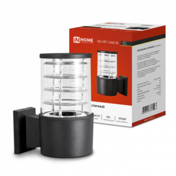 Светильник уличный настенный 1xЕ27 InHome ART-1хA60-BL IP54 []185x105мм металл черный