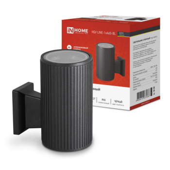 Светильник уличный настенный 1хА60 Inhome НБУ LINE-1хA60-BL алюминиевый E27 черный IP65