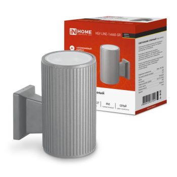 Светильник уличный настенный 1хА60 Inhome НБУ LINE-1хA60-GR алюминиевый E27 230B серый IP65