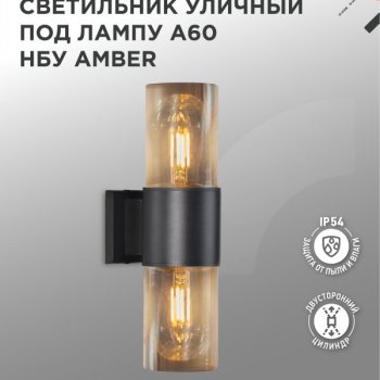 Светильник уличный настенный 2xЕ27 InHome AMBER-GR IP54 металл черный