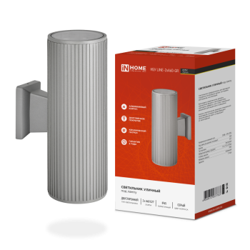 Светильник уличный настенный 2хА60 Inhome НБУ LINE-2хA60-GR алюминиевый серый IP65