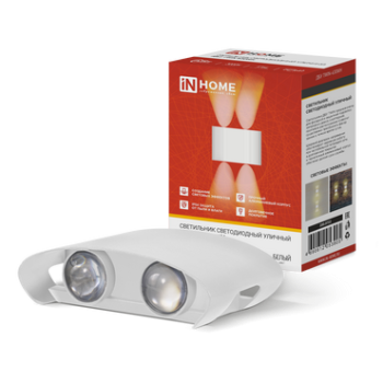 Светильник уличный настенный диодный  6Вт InHome ДБУ TWIN-6W 3000К IP54 белый (30)