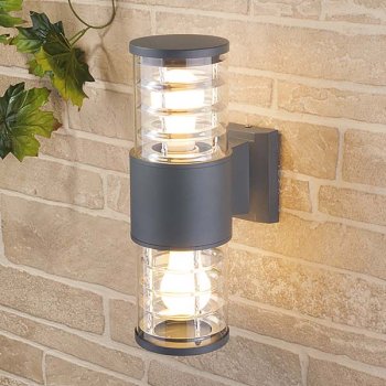 Светильник уличный настенный Е27 ES Techno 1407 2х60Вт IP54 серый