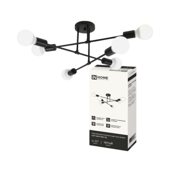 Люстра LOFT 6хE27 AURA EASY-BL 520x520x239 черный InHome