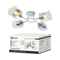 Люстра классическая 4хE27 AURA TESO-WH 530x520x158 прозрачные плафоны белый корпус InHome