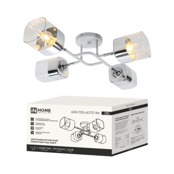 Люстра классическая 4хE27 AURA TESO-WH 530x520x158 прозрачные плафоны белый корпус InHome