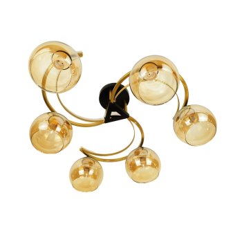 Люстра классическая 6хЕ27 ЭкономСвет 26/6BK+GD CP черный/золото / шампань (1)