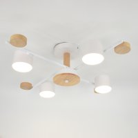 Люстра потолочная 4хGX53 Венто Белая+Дерево 560х560х175мм General