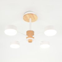 Люстра потолочная  4хGX53 Элизиум Белая+Дерево 440х625мм General