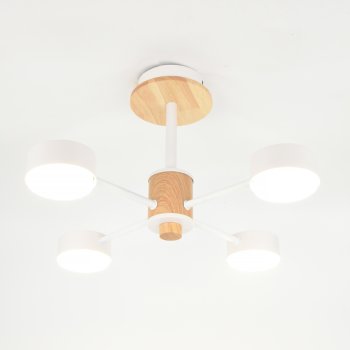 Люстра потолочная  4хGX53 Элизиум Белая+Дерево 440х625мм General