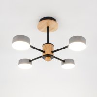 Люстра потолочная  4хGX53 Элизиум Серая+Дерево 440х625мм General