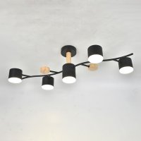 Люстра потолочная 5хGX53 Венто Черная+Дерево 775х275х205мм General(10)