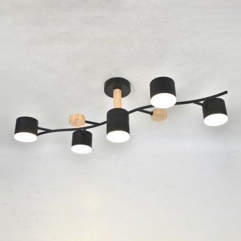 Люстра потолочная 5хGX53 Венто Черная+Дерево 775х275х205мм General(10)